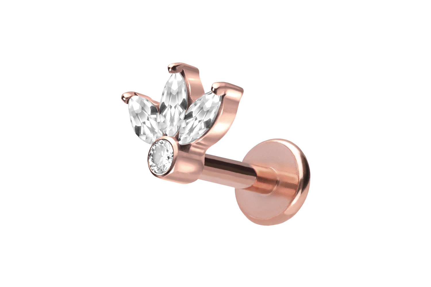 Titan Labret Piercing mit Push Fit LOTUSBLÜTE